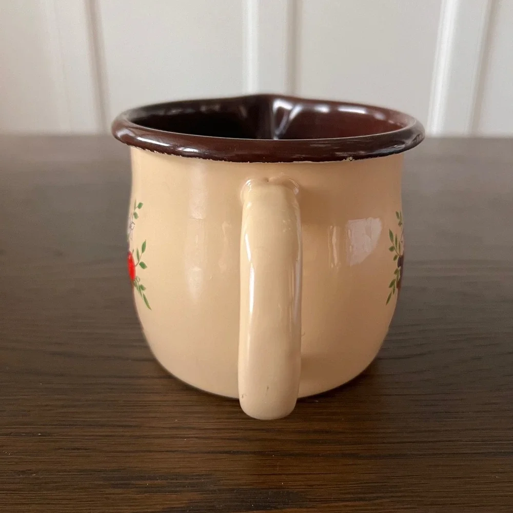 Vintage FTD Creamer Pitcher Fruit Basket Harvest Brown Rim Taiwan